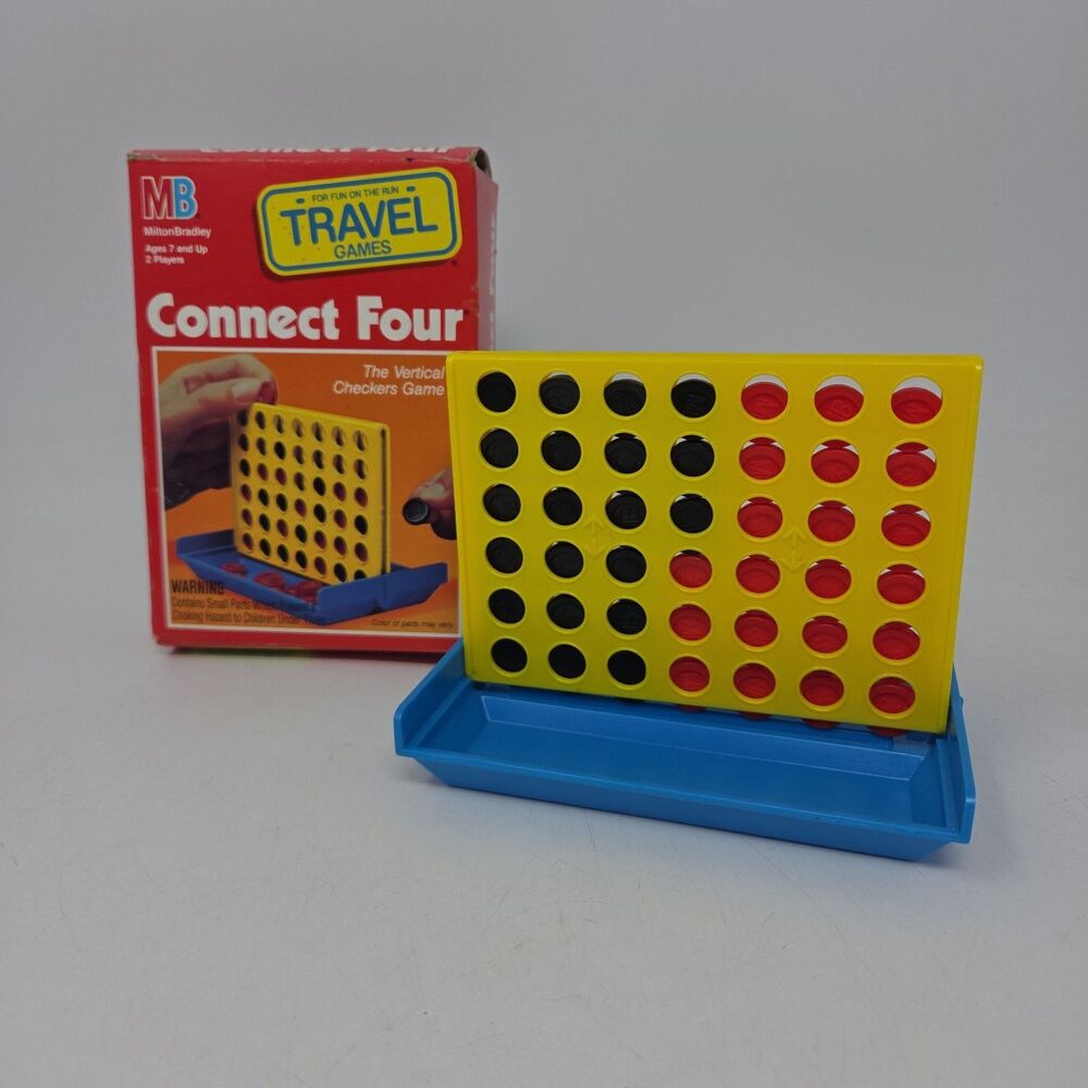 1989 Connect Four (4) Travel Size Board Game Vintage Complete Milton Bradley